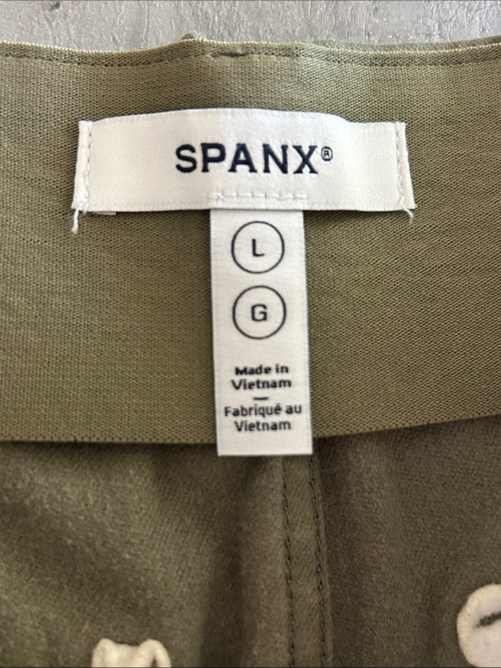 SPANX Stretch Twill Cropped Wide Leg Tuscan Olive Pants , Size L - Picture 3 of 11